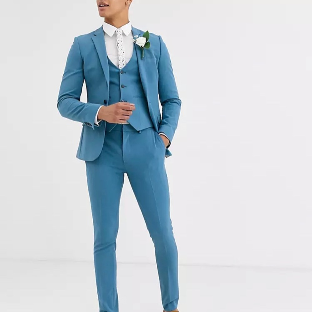 ASOS Wedding Super Skinny Suit Jacket in Dusky Blue